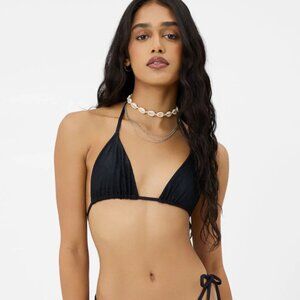 Frankies Bikinis Tia Triangle Bikini Top in Black, Large